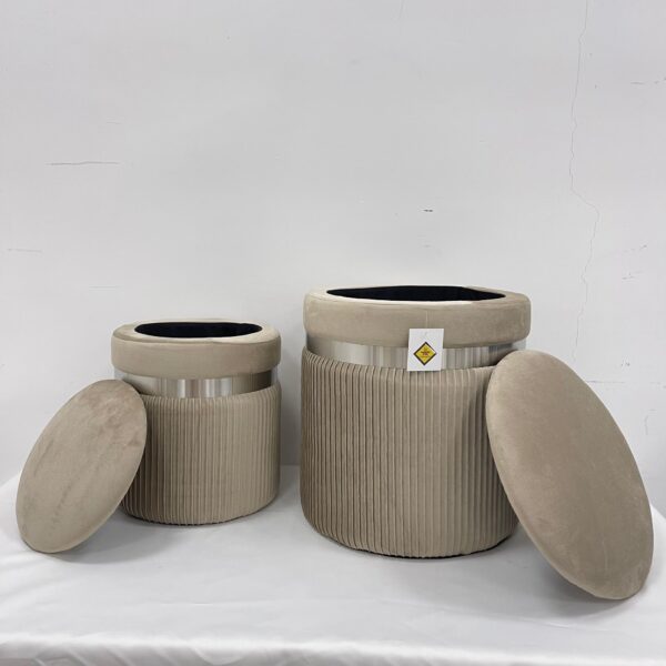 Set 2 Pouf tortora con Argento - immagine 4