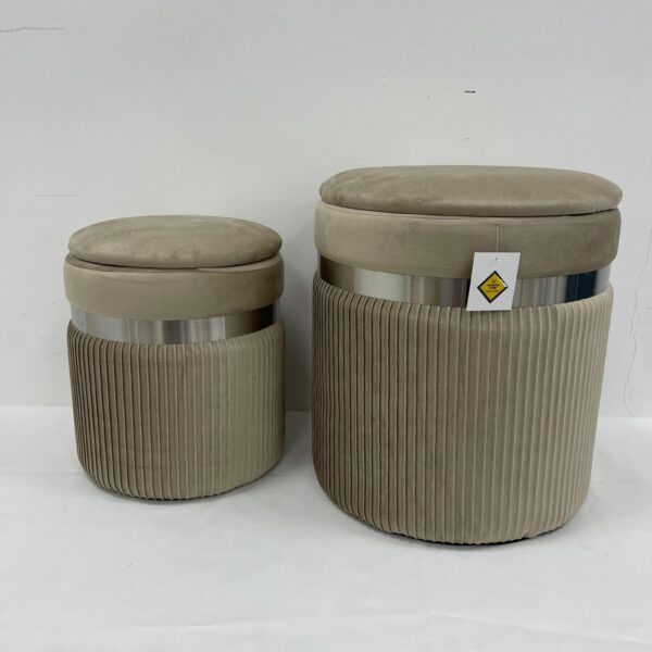 Set 2 Pouf tortora con Argento - immagine 3