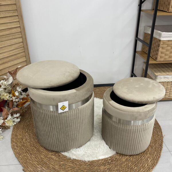 Set 2 Pouf tortora con Argento - immagine 2