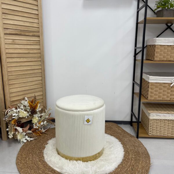 Set 2 Pouf bianco con dorato - immagine 6