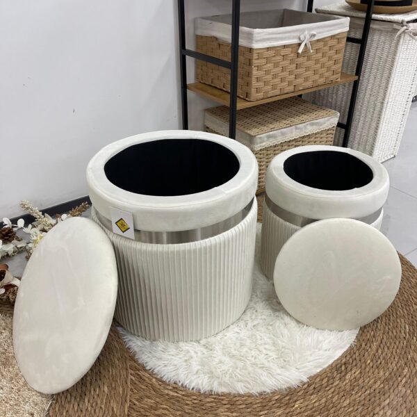 Set 2 Pouf bianco con Argento - immagine 2
