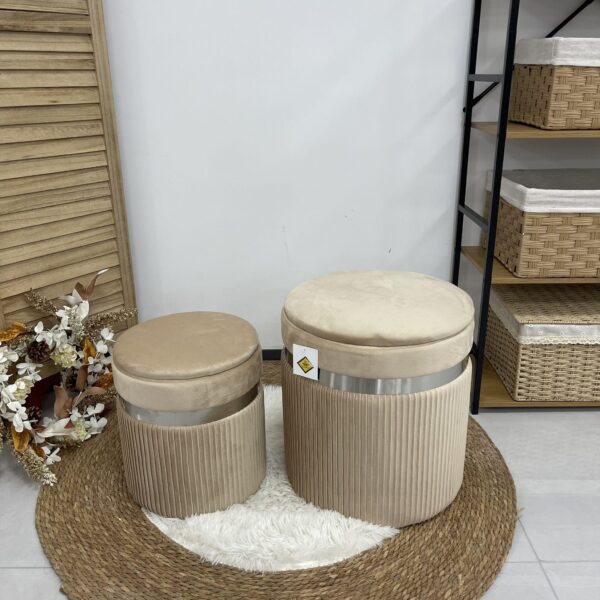 Set 2 Pouf beige con Argento