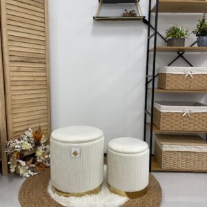 Set 2 Pouf bianco con dorato