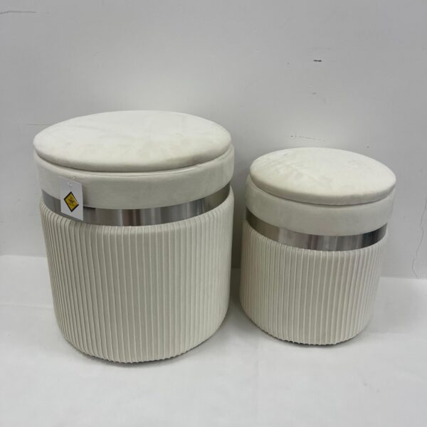 Set 2 Pouf bianco con Argento - immagine 3