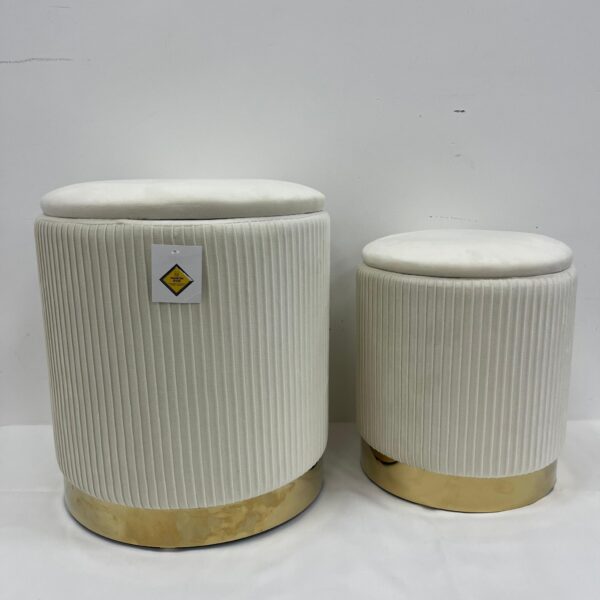Set 2 Pouf bianco con dorato - immagine 5