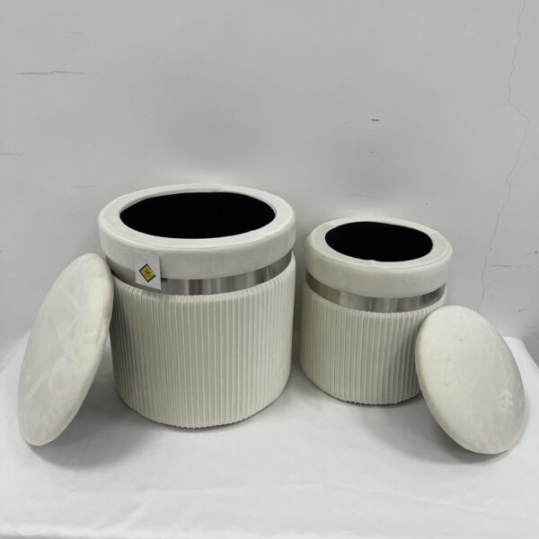 Set 2 Pouf bianco con Argento - immagine 5