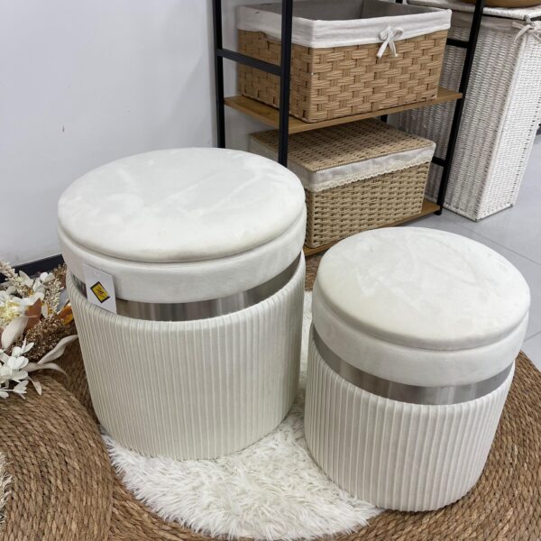 Set 2 Pouf bianco con Argento