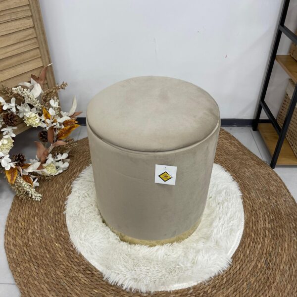 Set 2 Pouf tortora liscio con dorato