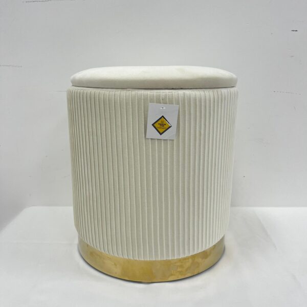 Set 2 Pouf bianco con dorato - immagine 4