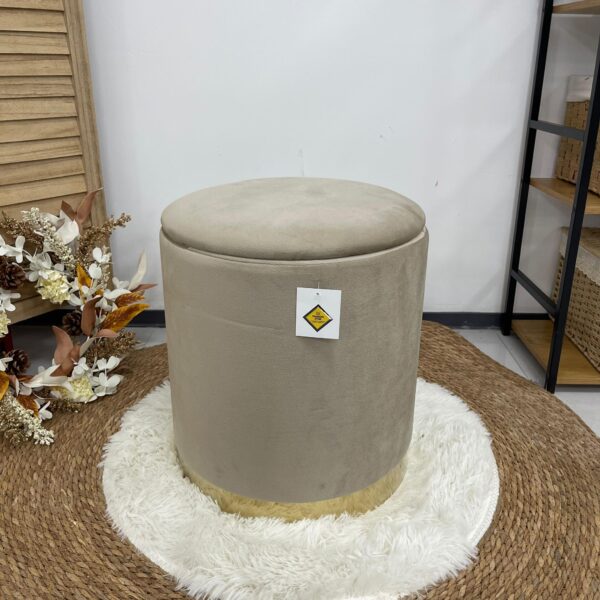 Set 2 Pouf tortora liscio con dorato - immagine 2