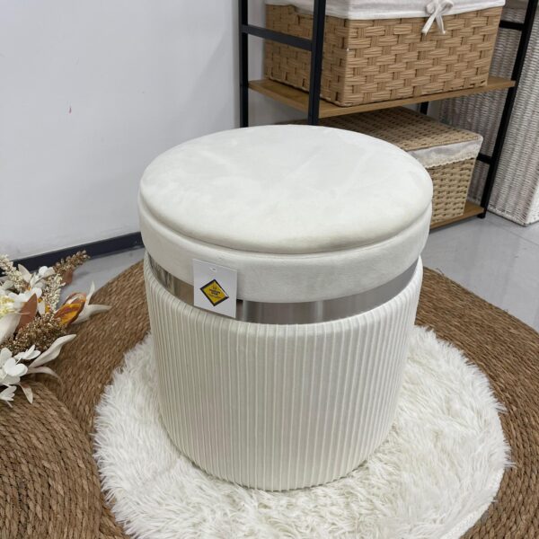 Set 2 Pouf bianco con Argento - immagine 4