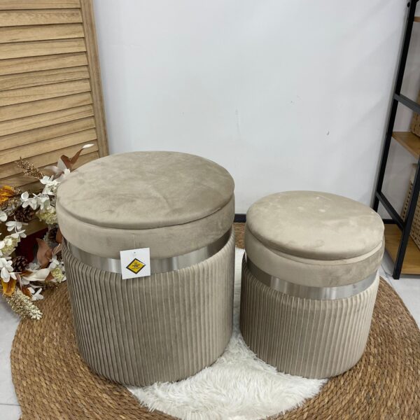 Set 2 Pouf tortora con Argento