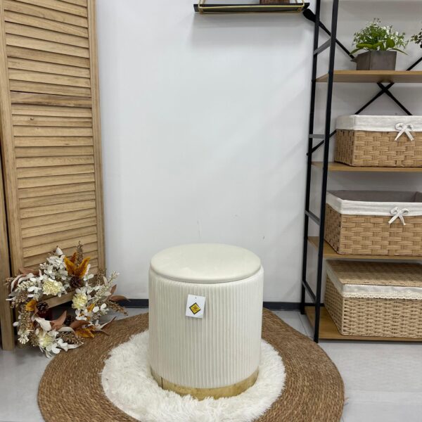 Set 2 Pouf bianco con dorato - immagine 2
