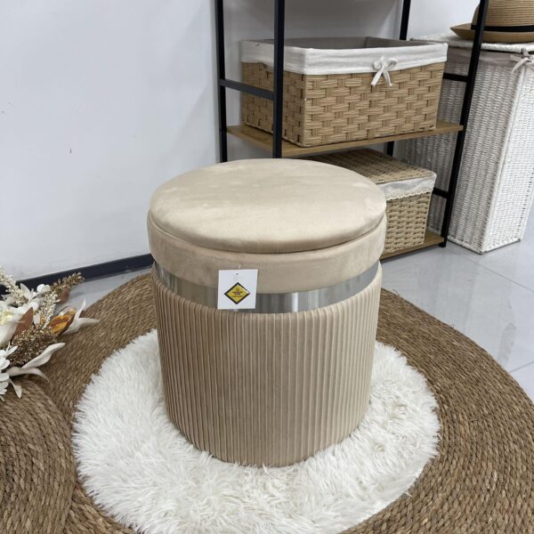Set 2 Pouf beige con Argento - immagine 3