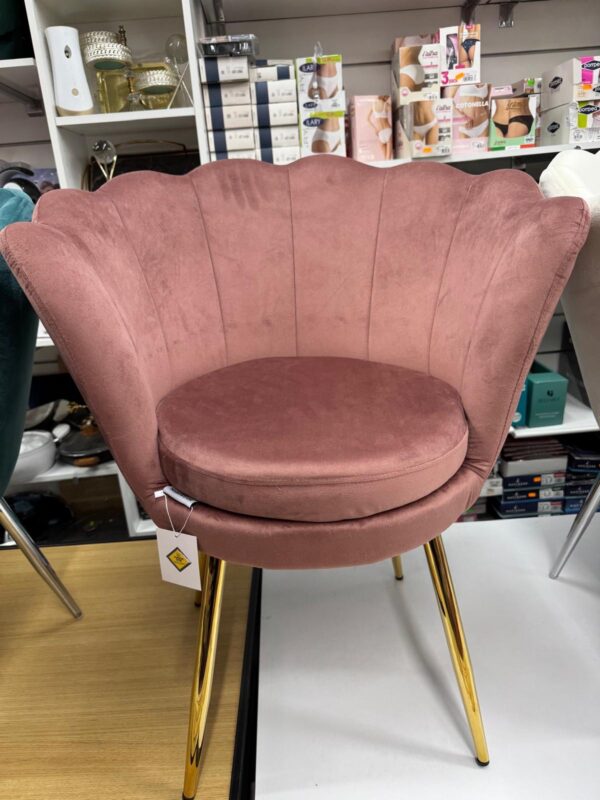 Poltrona conchiglia in velluto Rosa Cipria - immagine 5