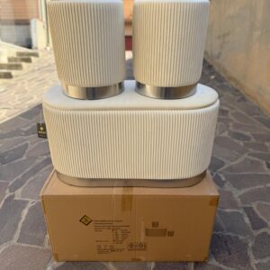 Set 3pz ROMA Panca contenitore + 2 pouf sgabelli in velluto beige con argento