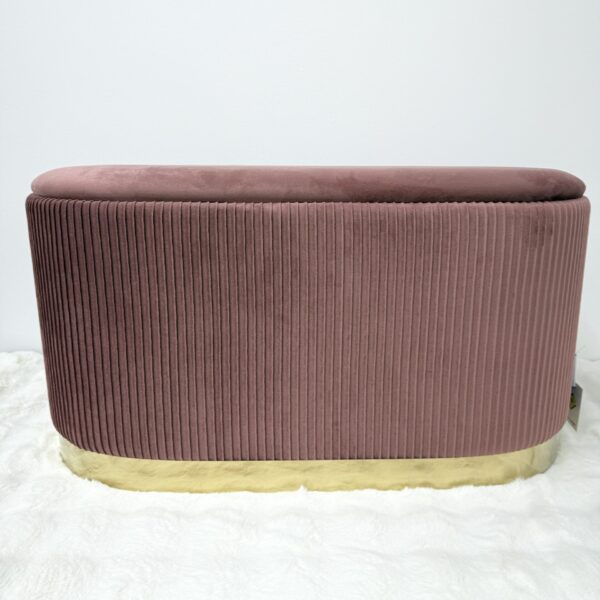 Set 3pz ROMA panca contenitore + 2 pouf sgabelli in velluto Cipria - immagine 9