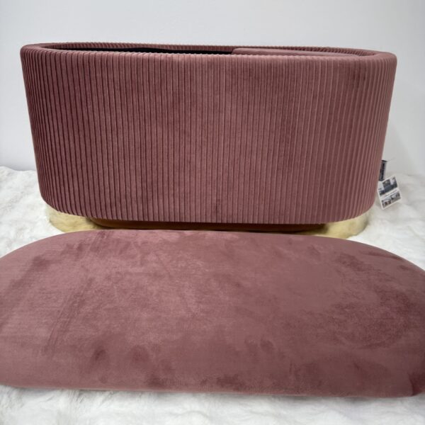 Set 3pz ROMA panca contenitore + 2 pouf sgabelli in velluto Cipria - immagine 8