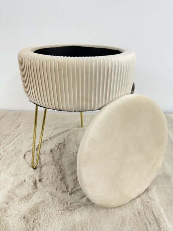 Pouf tavolino contenitore Beige - immagine 4