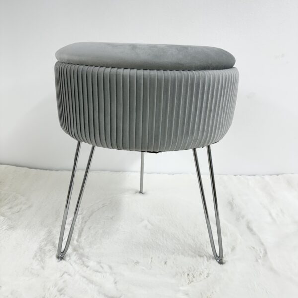 Pouf tavolino contenitore grigio - immagine 8
