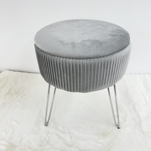 Pouf tavolino contenitore grigio - immagine 7