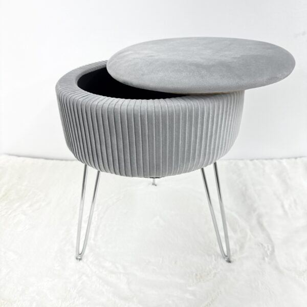Pouf tavolino contenitore grigio - immagine 2
