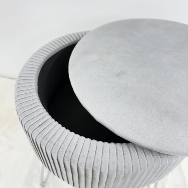Pouf tavolino contenitore grigio - immagine 5