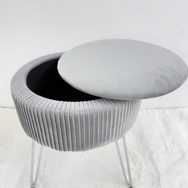 Pouf tavolino contenitore grigio - immagine 4