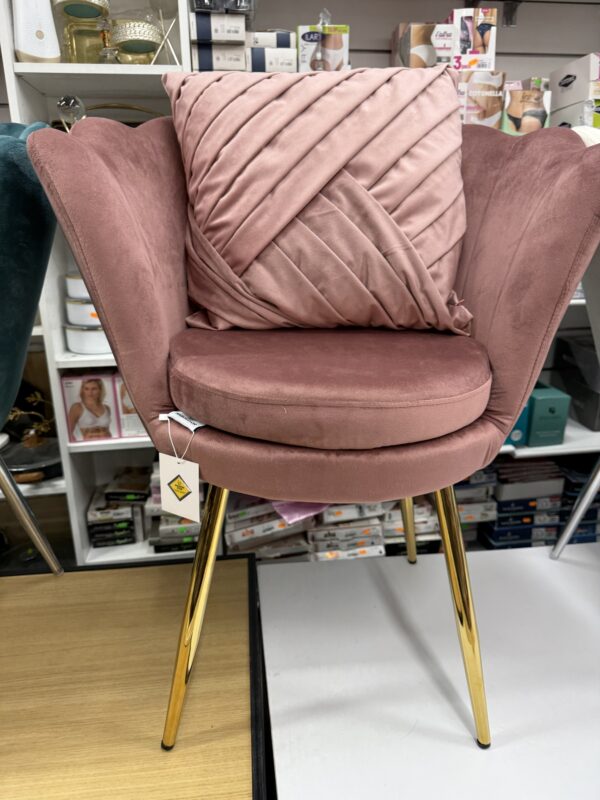 Poltrona conchiglia in velluto Rosa Cipria - immagine 4