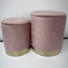 Set 2 pouf contenitore LONDON Rosa con anello dorato - immagine 6