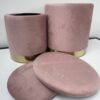 Set 2 pouf contenitore LONDON Rosa con anello dorato - immagine 5