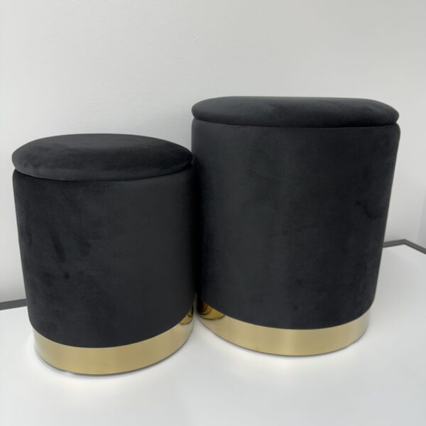 Set 2 pouf contenitore LONDON Nero con anello dorato - immagine 12