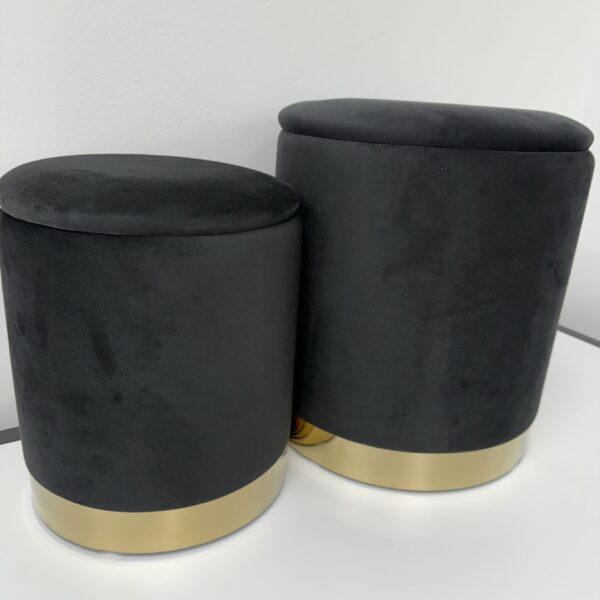 Set 2 pouf contenitore LONDON Nero con anello dorato - immagine 11