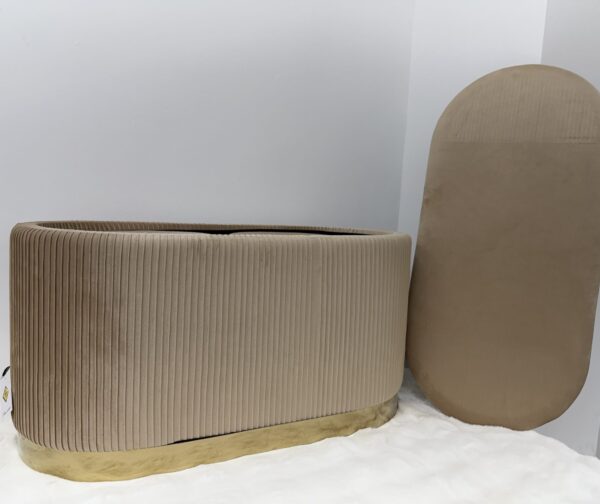 Set 3pz ROMA Panca contenitore + 2 pouf sgabelli in velluto Tortora - immagine 11