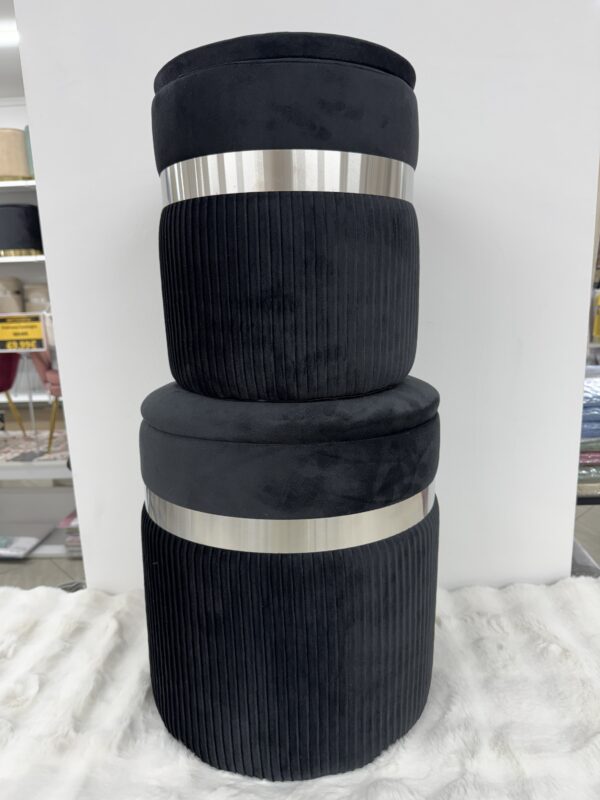 Set 2 Pouf  nero con fascia Argento - immagine 4