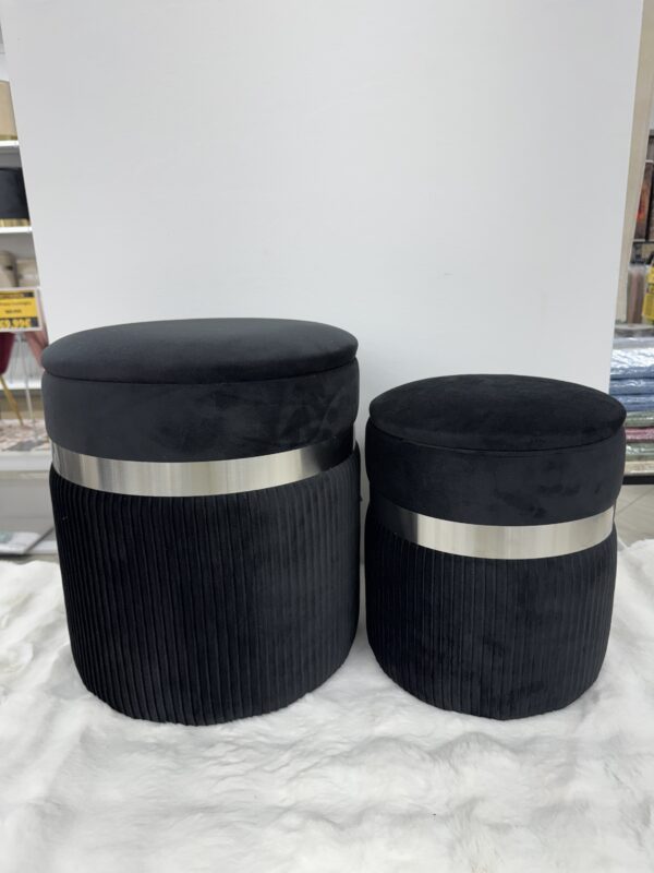 Set 2 Pouf  nero con fascia Argento - immagine 5