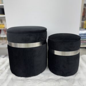 Set 2 Pouf  nero con fascia Argento