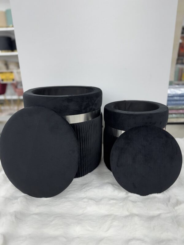 Set 2 Pouf  nero con fascia Argento - immagine 3
