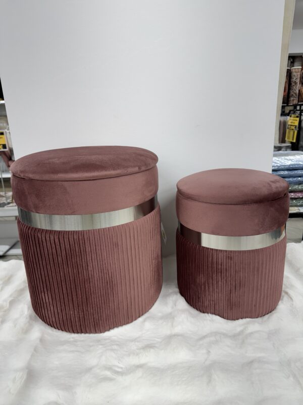 Set 2 Pouf  rosa cipria con fascia Argento - immagine 2