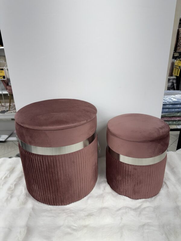 Set 2 Pouf  rosa cipria con fascia Argento - immagine 4
