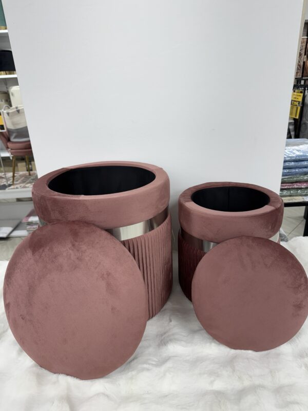 Set 2 Pouf  rosa cipria con fascia Argento - immagine 3