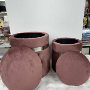 Set 2 Pouf  rosa cipria con fascia Argento