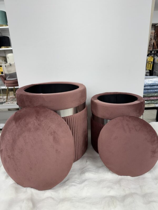 Set 2 Pouf  rosa cipria con fascia Argento