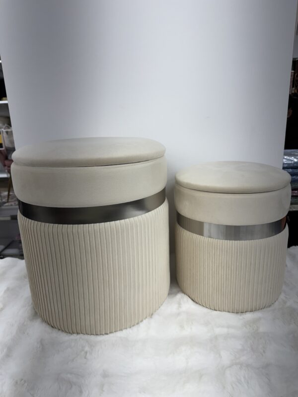 Set 2 Pouf  beige con fascia Argento - immagine 2