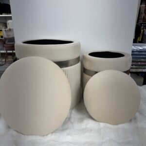 Set 2 Pouf  beige con fascia Argento