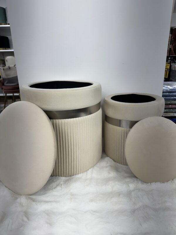 Set 2 Pouf  beige con fascia Argento - immagine 3