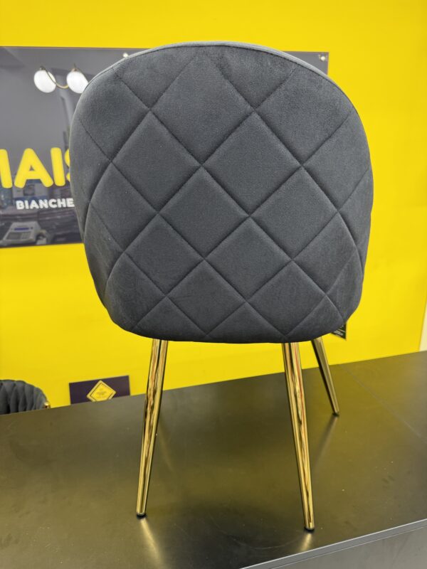 Sedia Antalya in velluto nera con gambe metallo oro - immagine 2