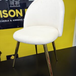 Sedia Antalya in velluto beige con gambe metallo oro
