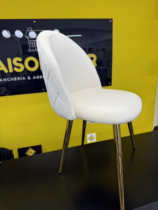 Sedia Antalya in velluto beige con gambe metallo oro - immagine 4
