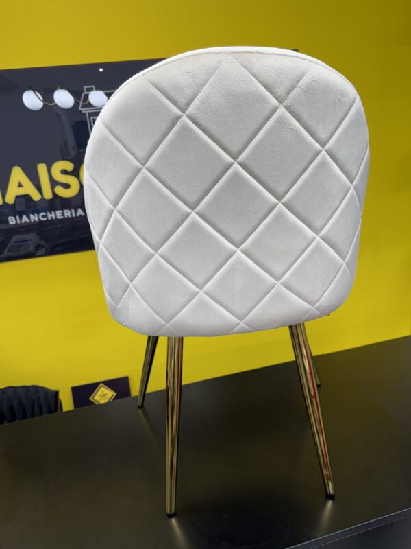 Sedia Antalya in velluto beige con gambe metallo oro - immagine 3